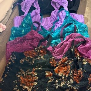 Floral Lace Bralette Collection - Black, Purple, Teal